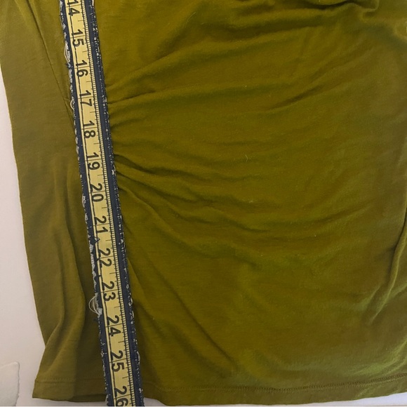 Chic Olive Green Draped Women's Blouse - Picture 8 of 10